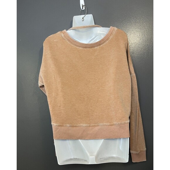 Aeropostale Sweatshirt Womens Medium Peach Wrap Front Cropped Pullover Top - Picture 4 of 7